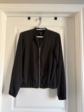Dalia Black Zip-Up Bomber Jacket